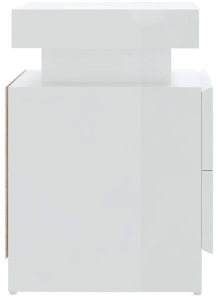 Mesa de cabeceira 45x35x52cm derivados madeira branco brilhante