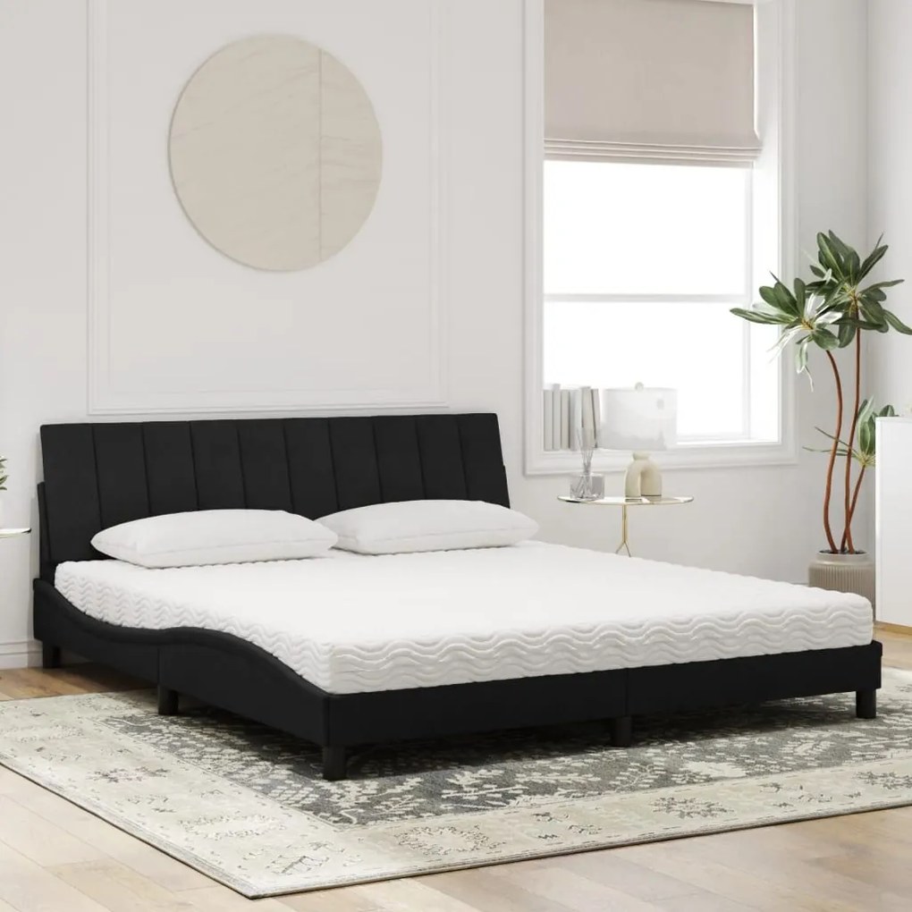 Cama com colchão 180x200 cm veludo preto