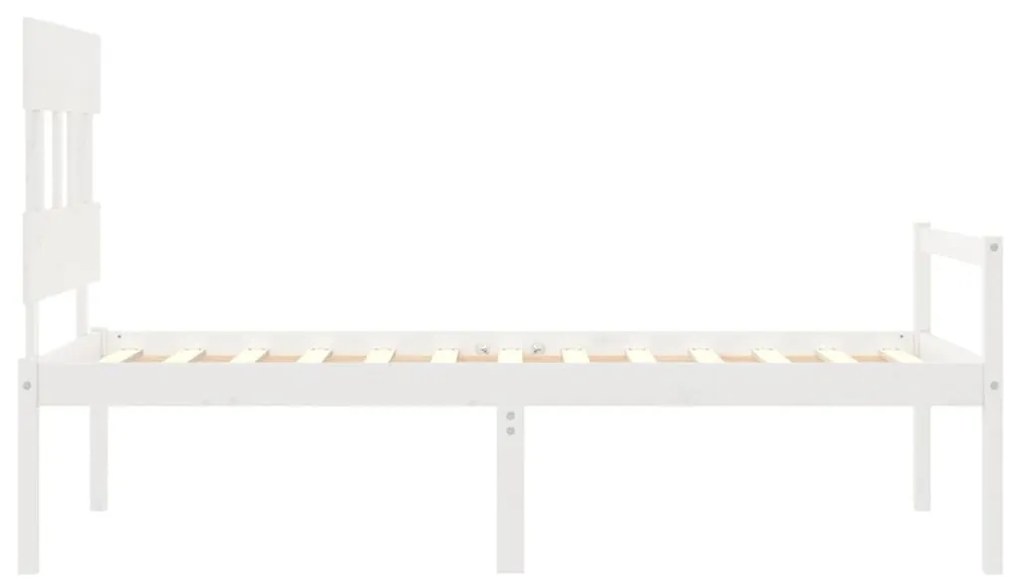 Cama para idosos com cabeceira 100x200 cm madeira maciça branco