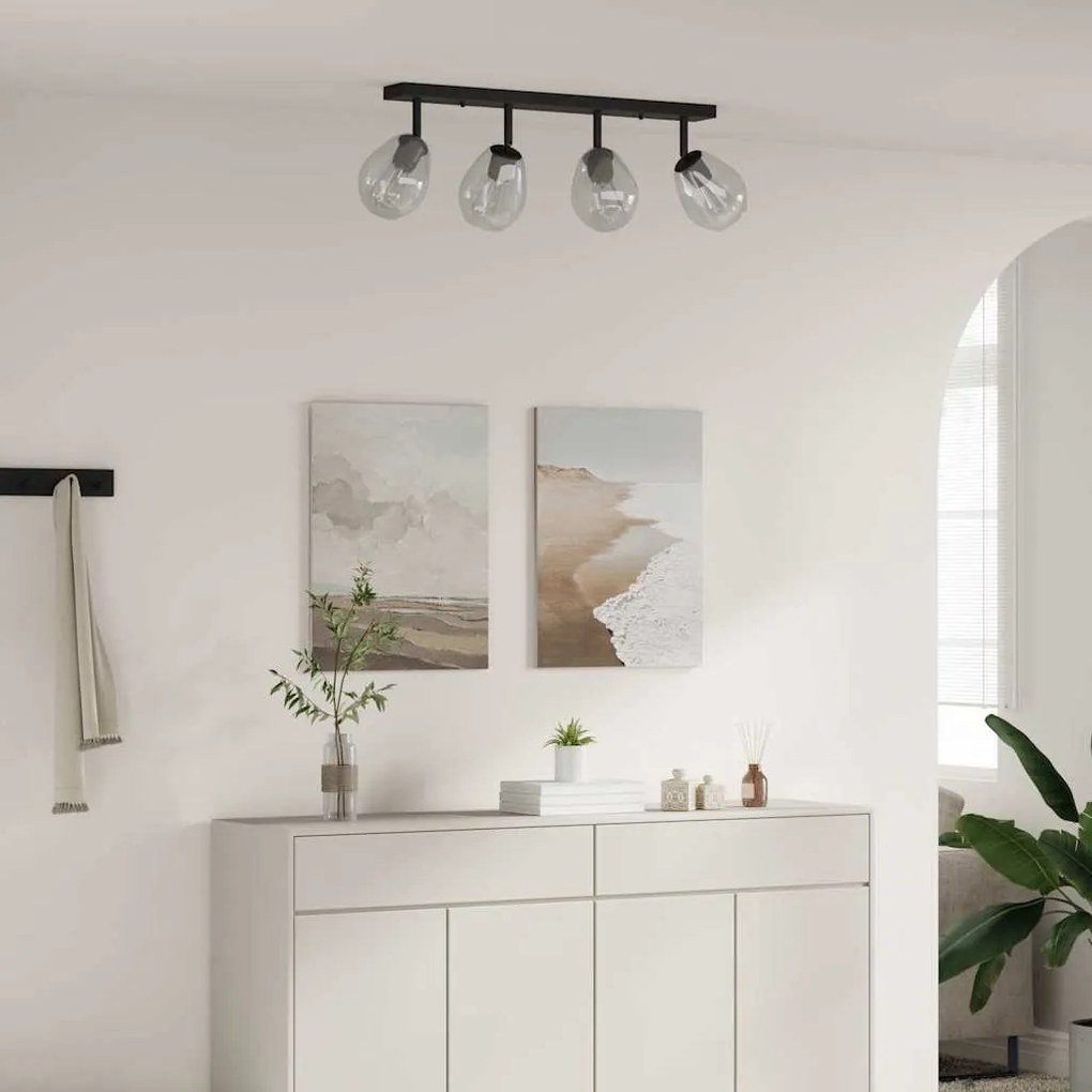 vidaXL Foco de teto Preto 73.5 x 13 x 26 cm Vidro e Metal