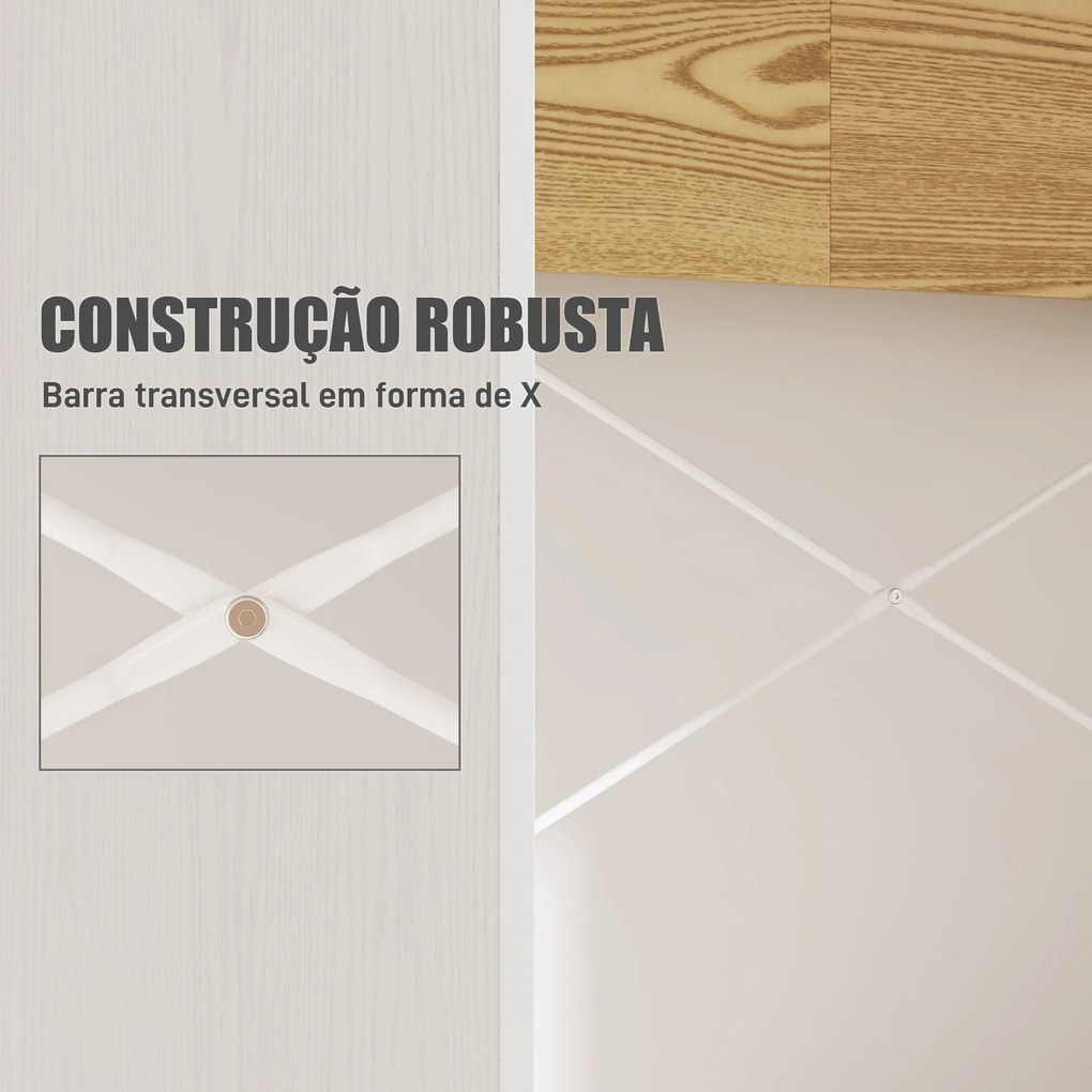 Secretária 110x50x102,6 cm Mesa de Escritório com 2 Compartimentos Abertos e Prateleira Branco e Madeira