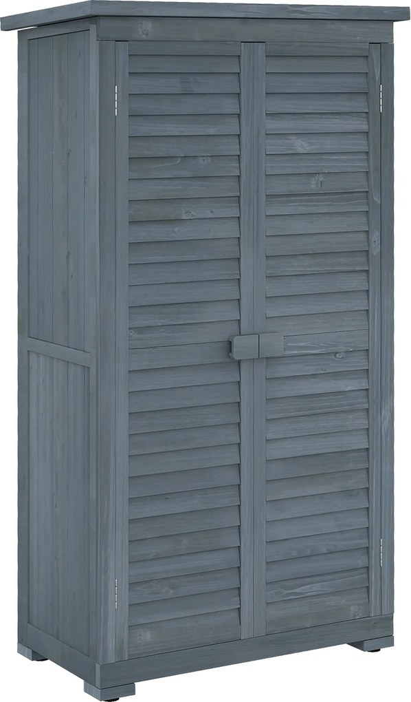 Armário de Madeira 0,31 m² 87x46,5x160 cm Armário Exterior de Madeira com 2 Portas e 2 Prateleiras Interior Cinza