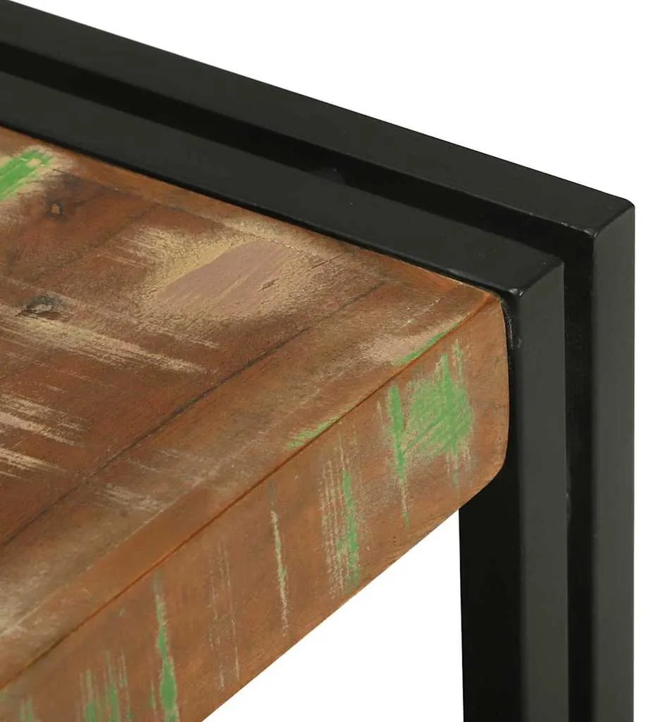 Mesa de Café Multicolor 120x50x38 cm Madeira Sólida Recuperada
