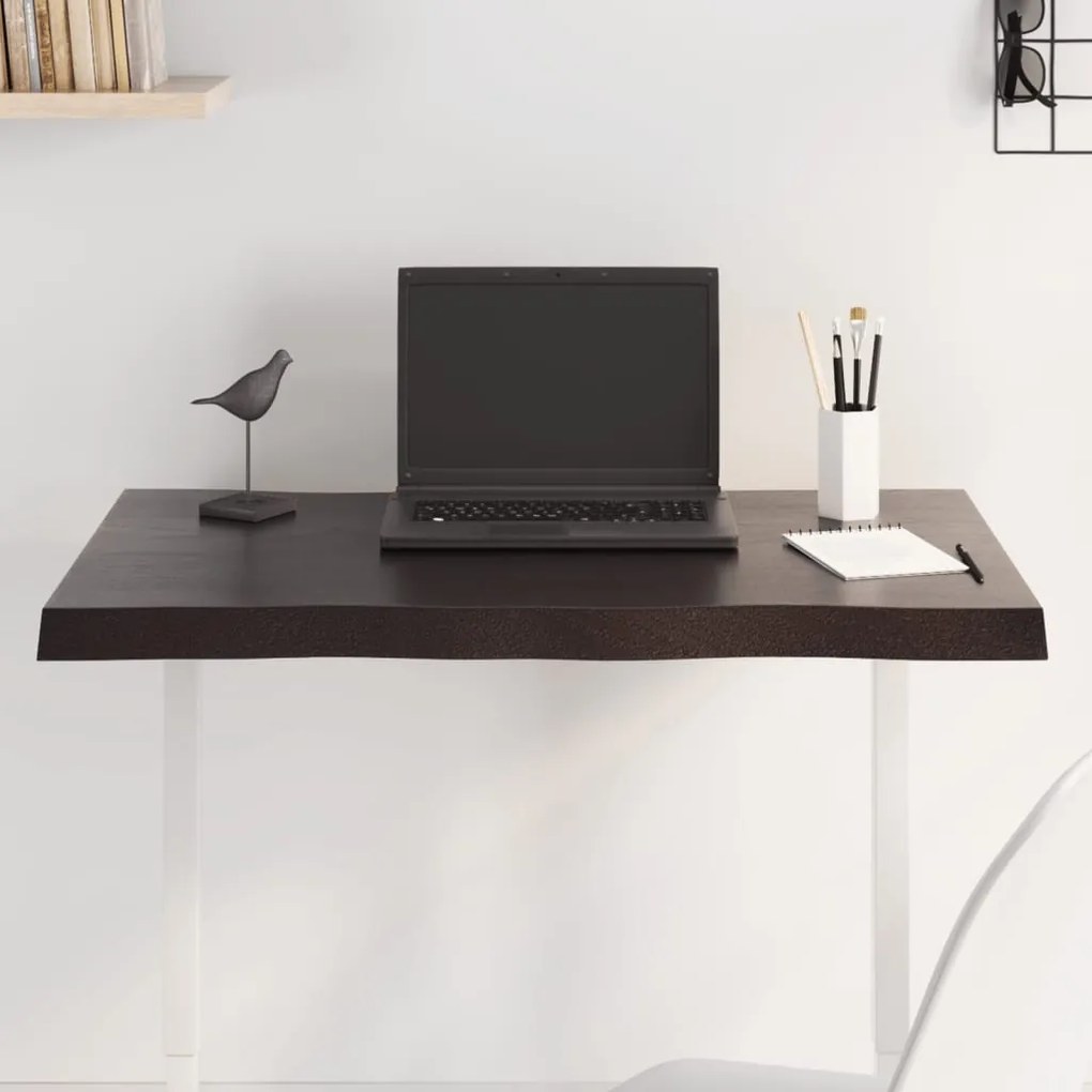 vidaXL Tampo de mesa com bordas vivas maciço tratado castanho-escuro