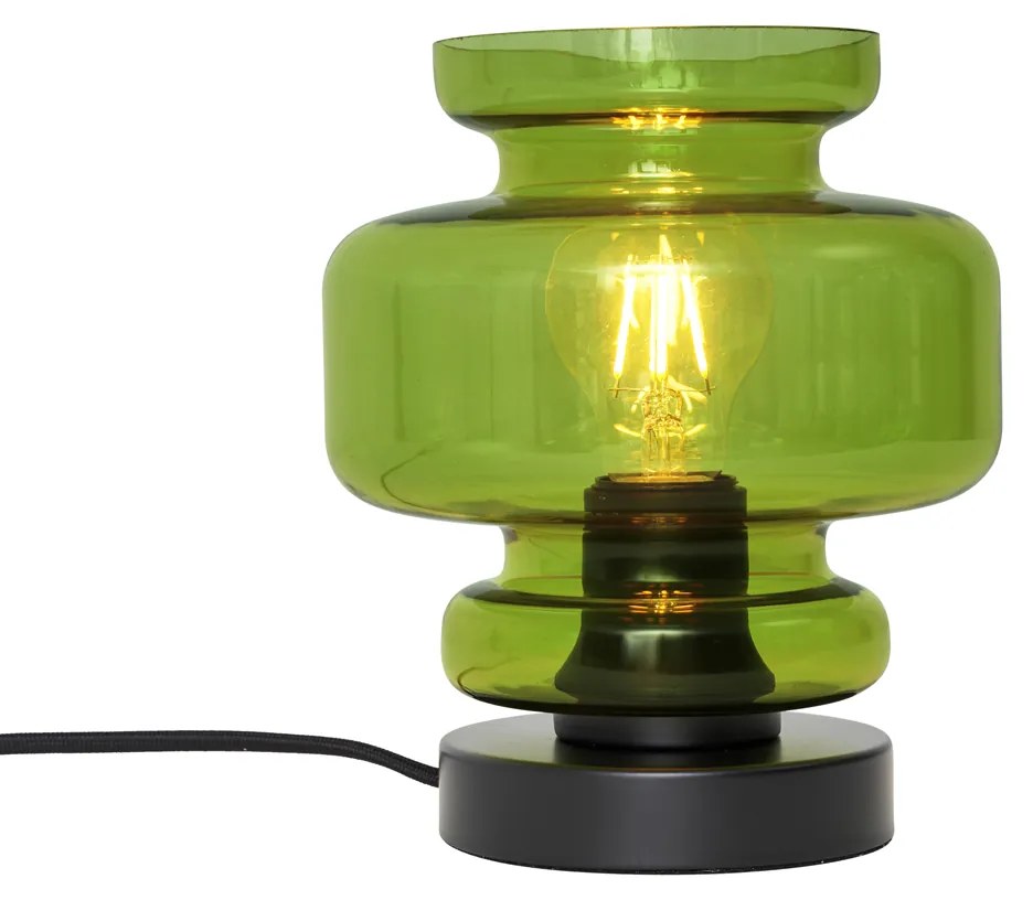 Candeeiro de Mesa Retro Preto com Vidro Verde - Denise Retro