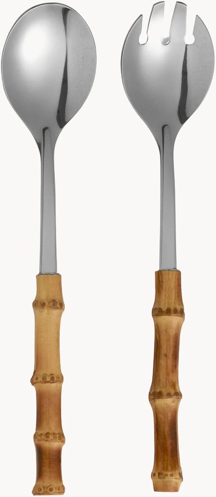 Talheres de salada em bambu Oriental, conjunto de 2