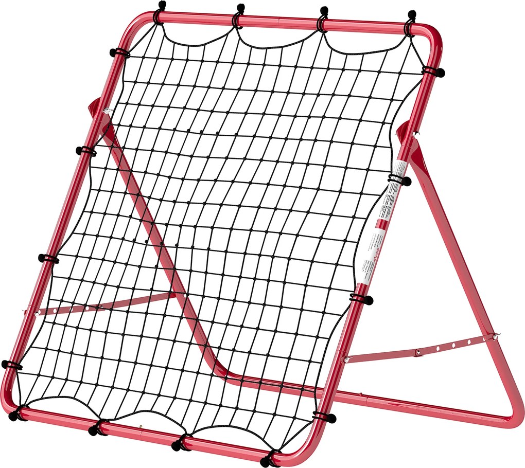 Rede de ressalto portátil para futebol, 5 ângulos ajustáveis em aço e nylon de dupla camada, 103 x 72 x 89 cm, vermelha