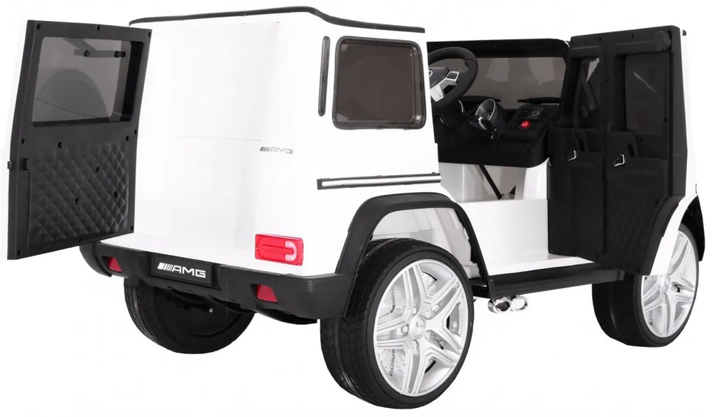 Carro elétrico para Crianças 12V Mercedes G65 2 4G Rodas de EVA, Assento de couro Branco Pintado