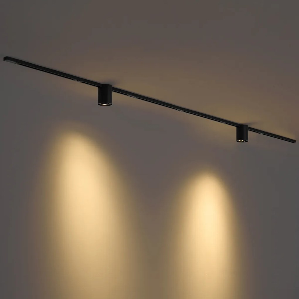 Sistema de calhas de iluminação moderno preto com 2 focos monofásicos - Iconic Rondoo Up