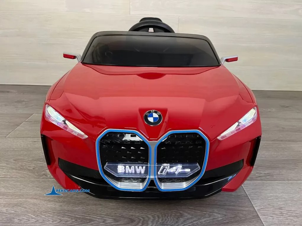 Carro elétrico para crianças BMW I4 12V 2.4G, rodas de borracha, Assento acolchoado Vermelho Metalizado