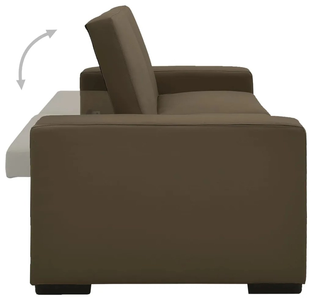 Sofá-cama couro artificial castanho