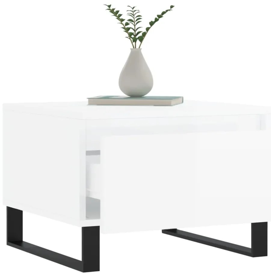 Mesas de centro 2pcs 50x46x35cm deriv. madeira branco brilhante