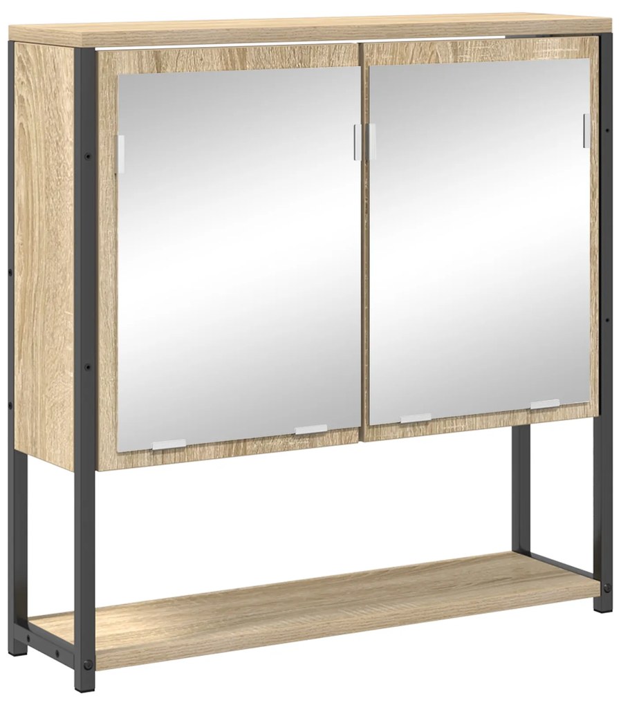 Conjunto de Armário de Banheiro de 2 Peças em Madeira Sonoma