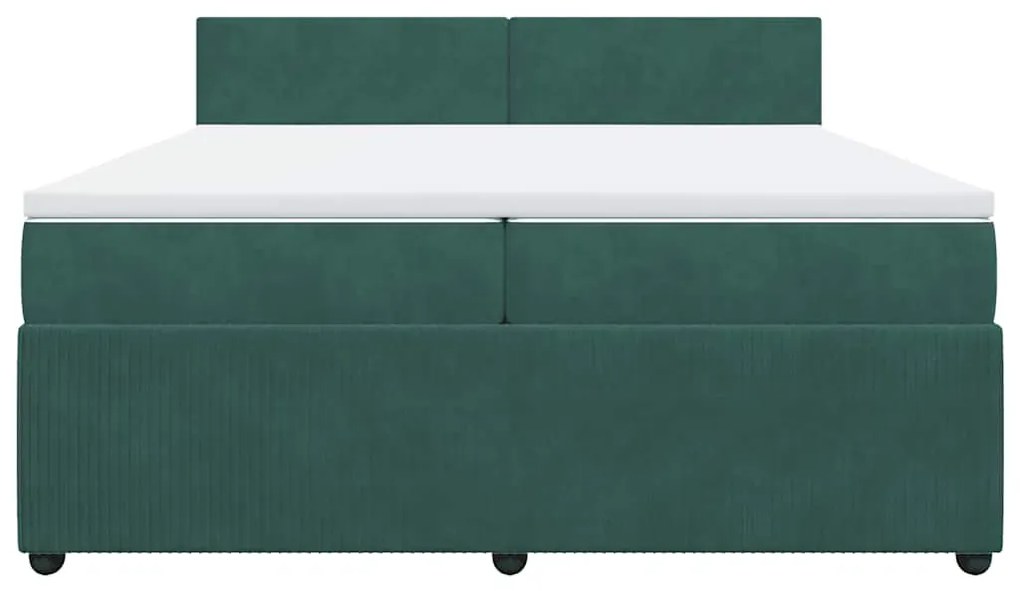 Cama com molas/colchão 200x200 cm veludo verde-escuro