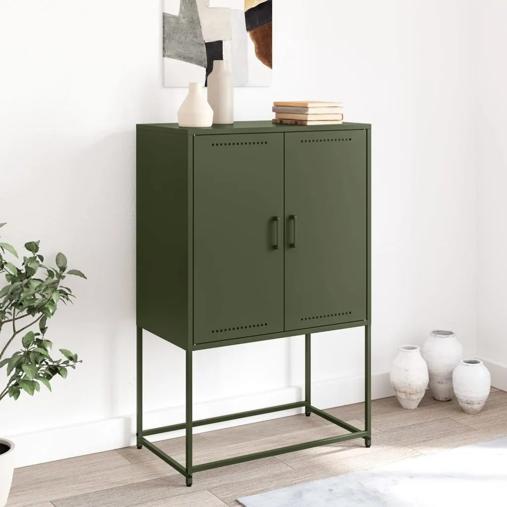 Aparador alto 68,5x38,5x107 cm aço verde azeitona