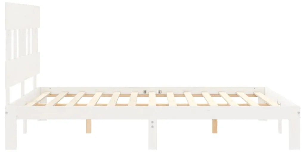 Cama sem colchão 160x200 cm madeira de pinho maciça branco