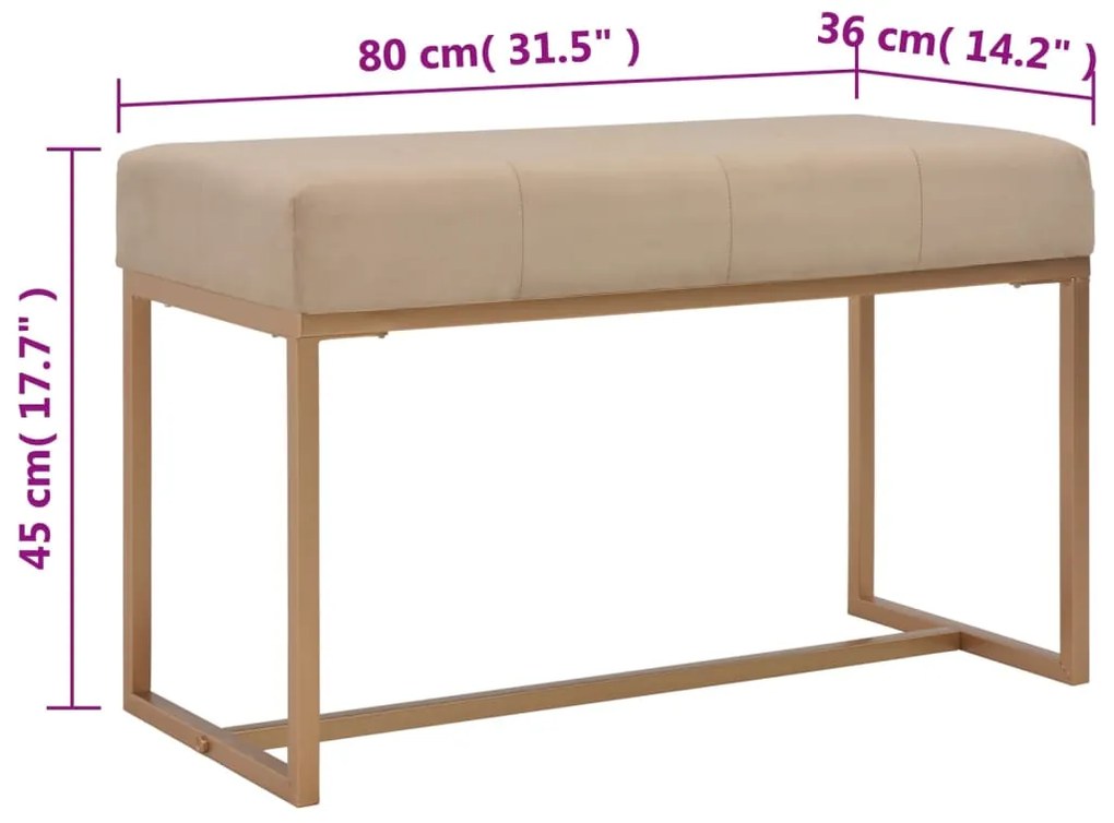 Banco 80 cm veludo bege
