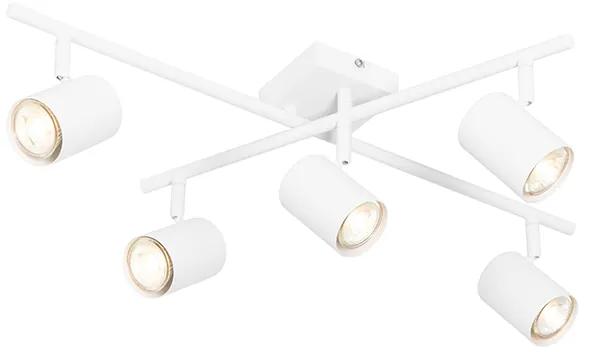 Candeeiro de teto moderno branco 5 luzes ajustável quadrado - Jeana Moderno