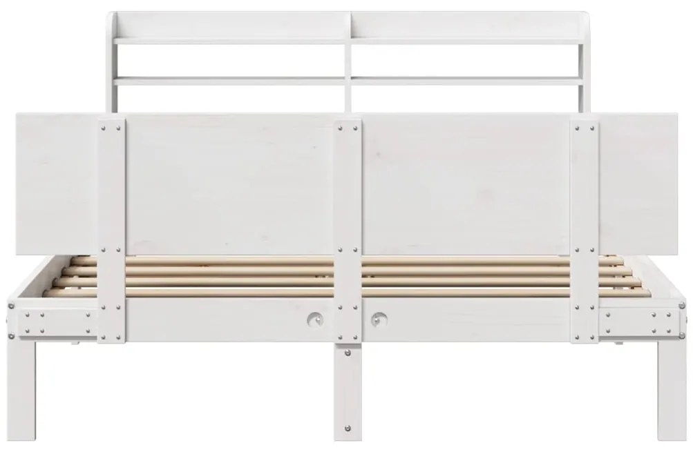 Estrutura de cama c/ cabeceira 150x200 cm pinho maciço branco