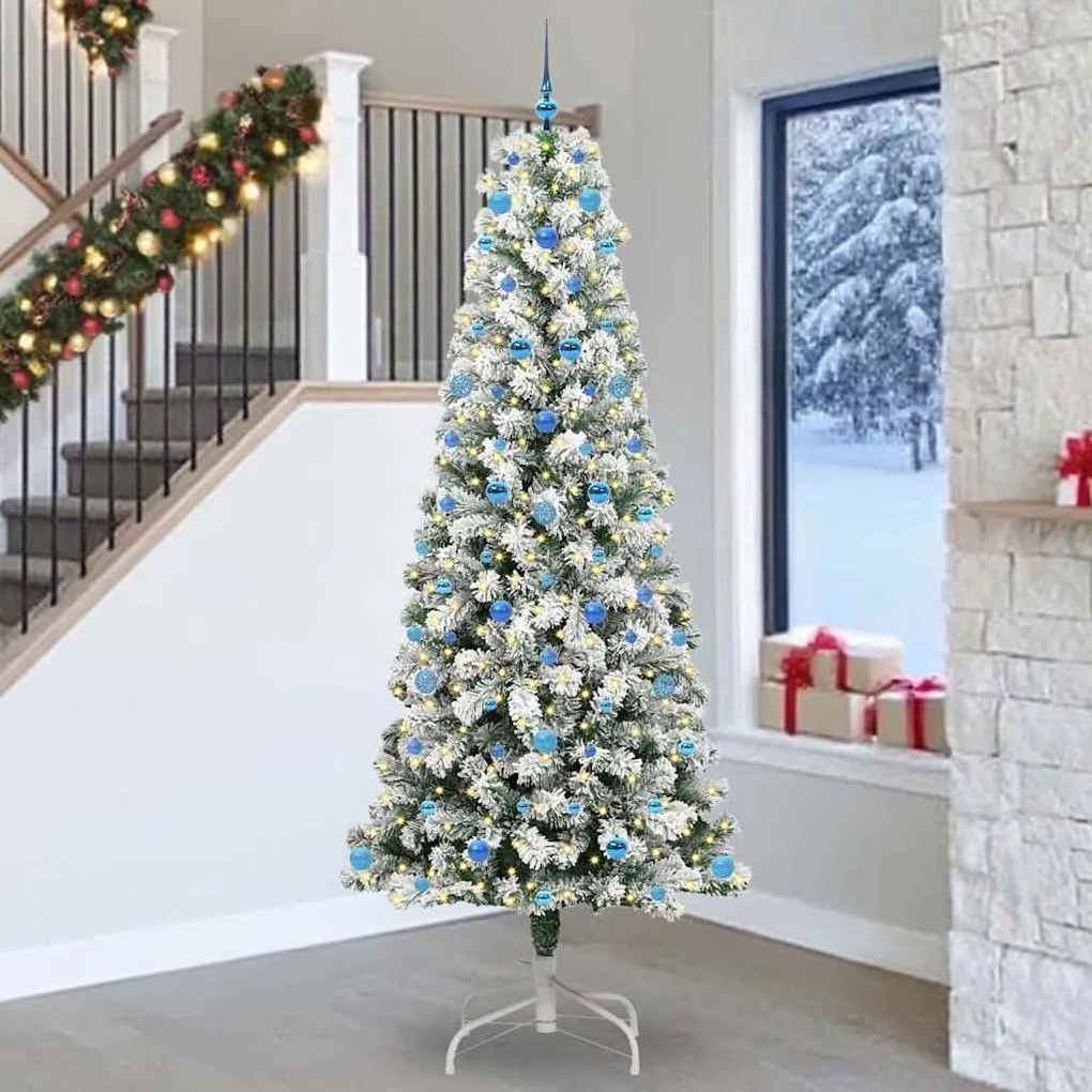 vidaXL Árvore de Natal Articulada Artificial Verde e Branco 240 cm