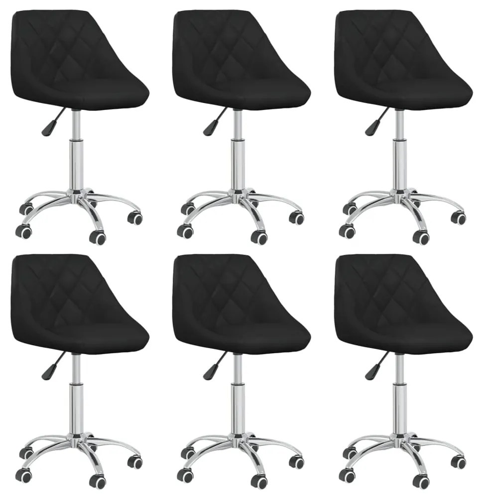 Cadeiras de jantar giratórias 6 pcs couro artificial preto