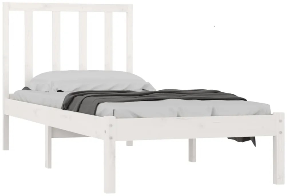 Estrutura de cama solteiro 90x190 cm pinho maciço branco