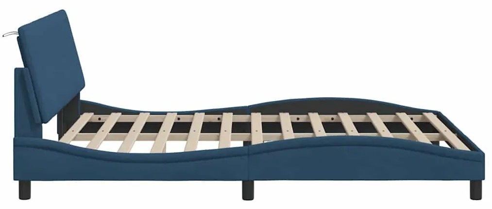 Estrutura de cama sem colchão 160x200 cm tecido azul