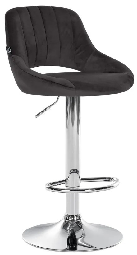 Banco alto Milet em veludo com estrutura cromada 85-106 x 47 x 48 cm Preto