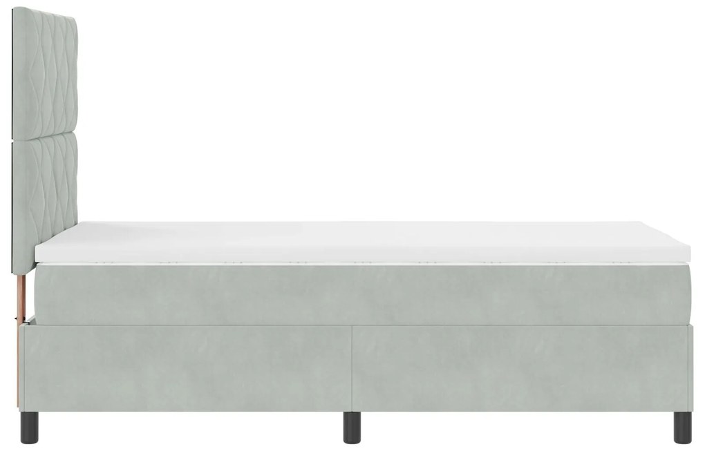Cama Box com Colchão vidaXL Cinza Claro 90x200 cm Veludo