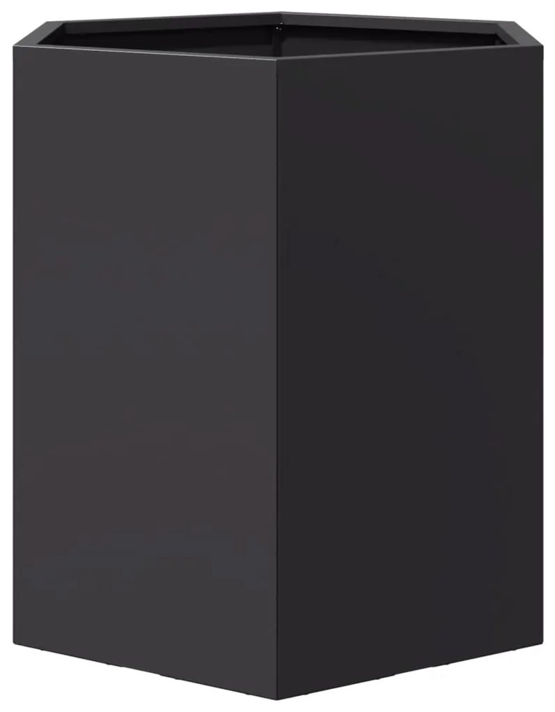 Vaso/floreira de jardim hexagonal 46x40x45 cm aço preto