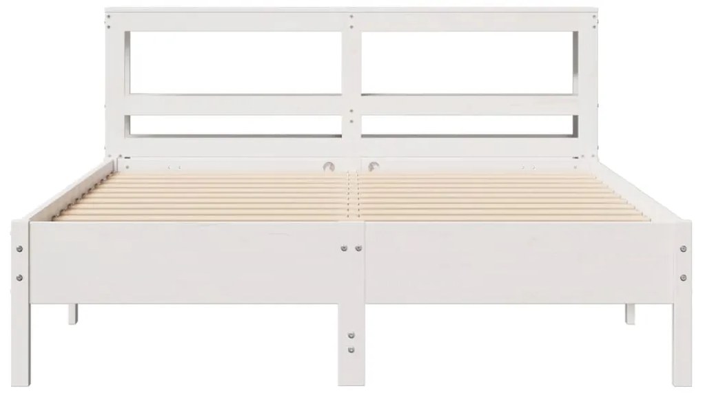 Cama sem colchão 140x190 cm madeira de pinho maciça branco