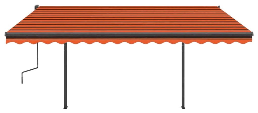 Toldo retrátil manual com luzes LED 4,5x3 m laranja e castanho