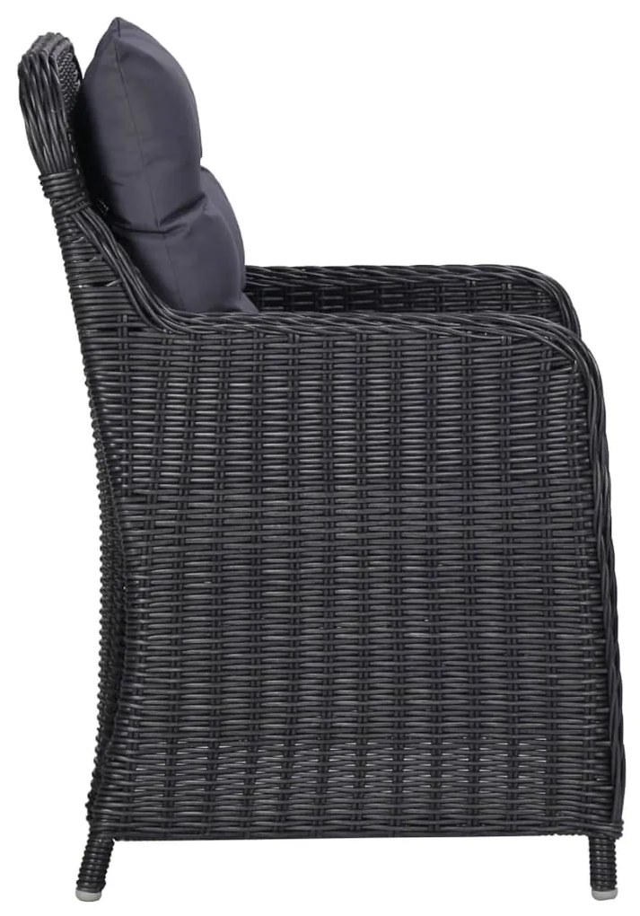3 pcs conjunto de jantar para jardim preto
