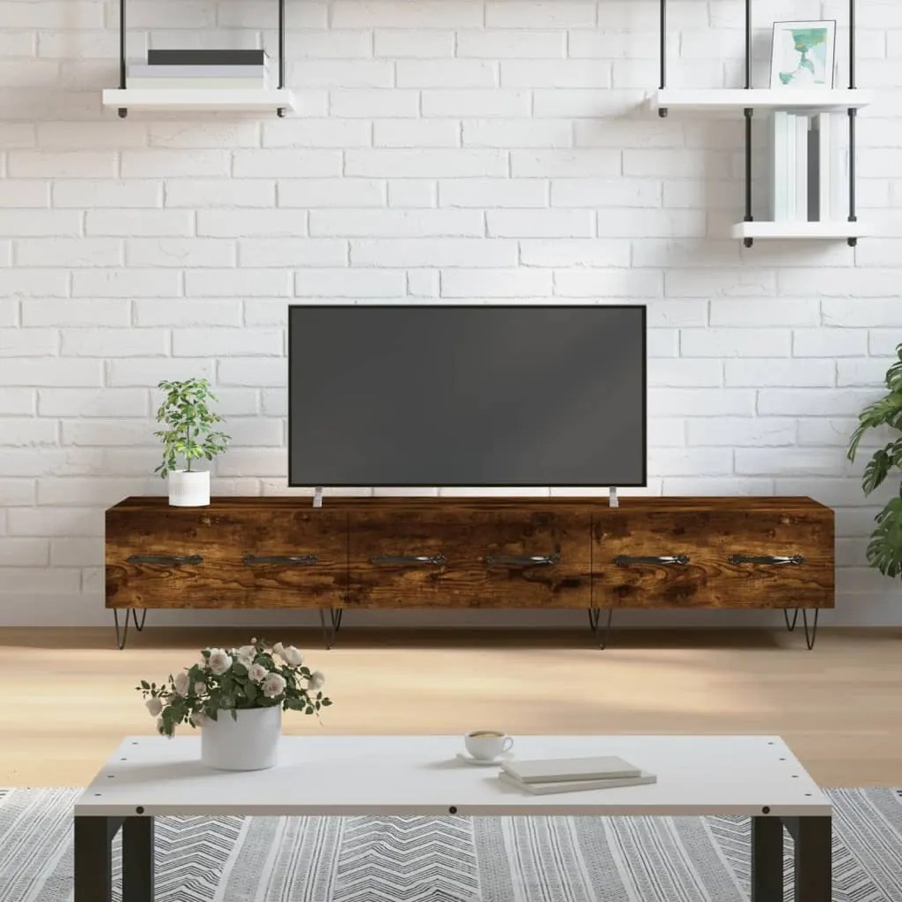 vidaXL Móvel de TV 150x36x30 cm derivados de madeira carvalho fumado