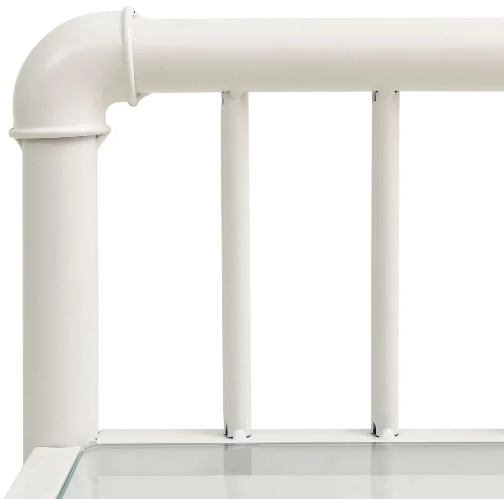 Mesas de cabeceira 2 pcs metal branco e vidro transparente
