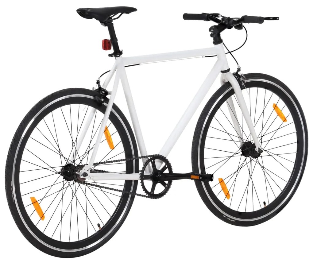 Bicicleta de mudanças fixas 700c 55 cm branco e preto