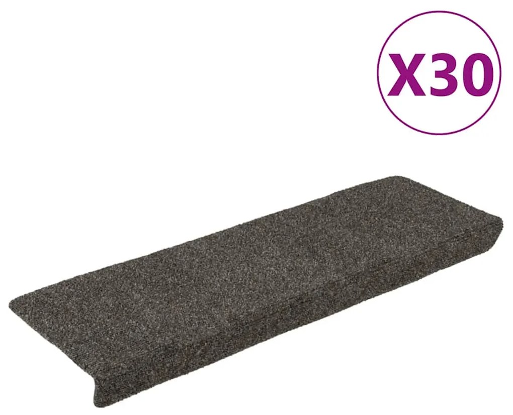 vidaXL Tapetes de escada autoadesivos 30 pcs 65x21x4 cm antracite