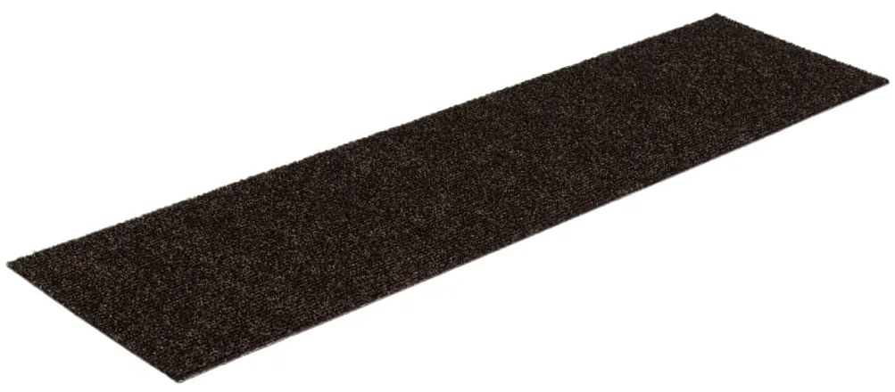 Tapetes escada adesivos retang. 15 pcs 76x20 cm castanho-escuro