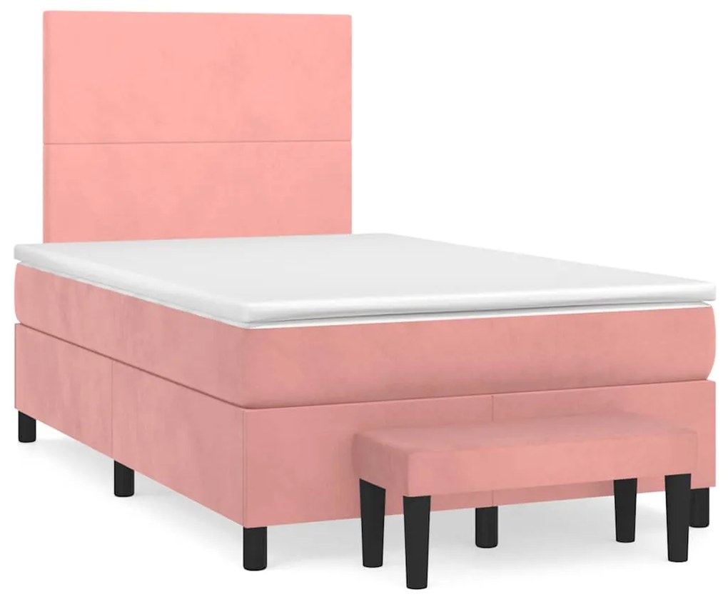 Cama boxspring com colchão 120x190 cm veludo rosa