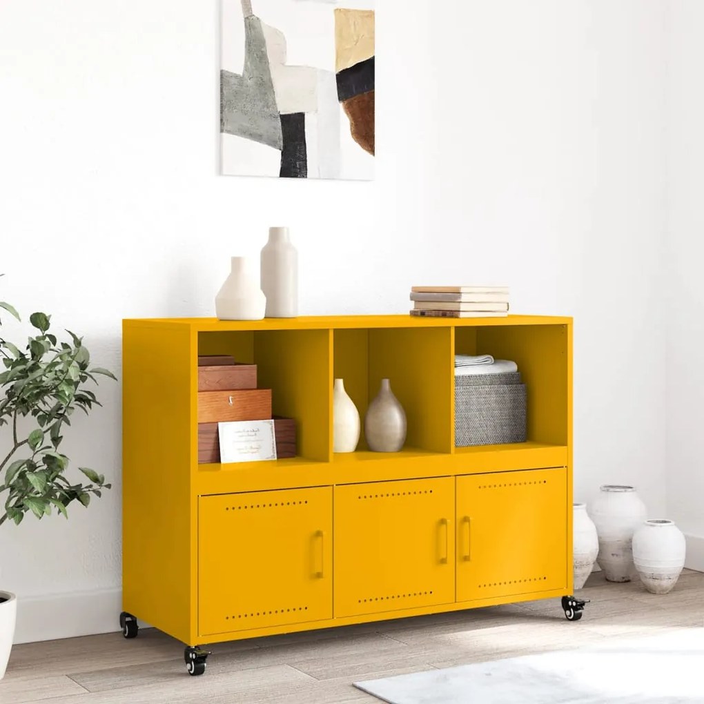 Aparador 100,5x39x72 cm aço amarelo mostarda