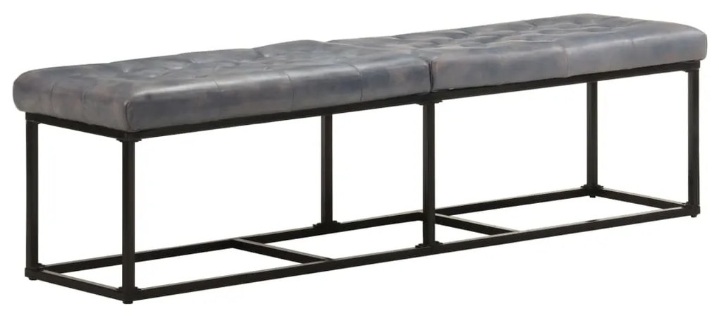 vidaXL Banco 163 cm couro genuíno cinzento