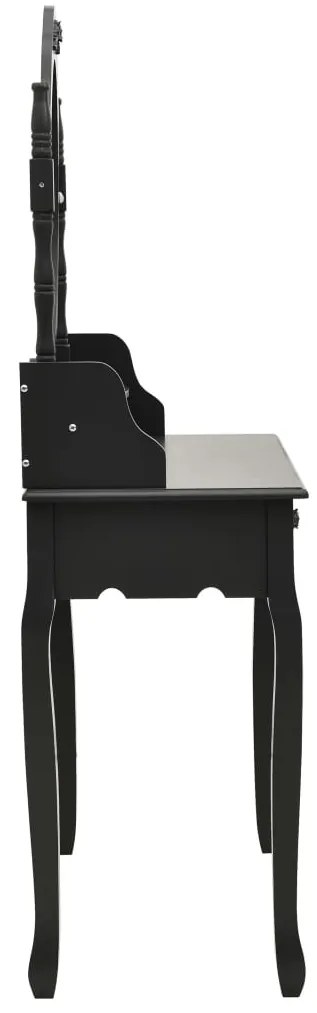 Conj. toucador com banco 75x69x140 cm madeira paulownia preto