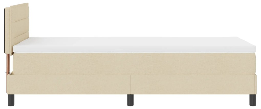 Cama com Molas com Colchão Bege 90x200 cm Tecido