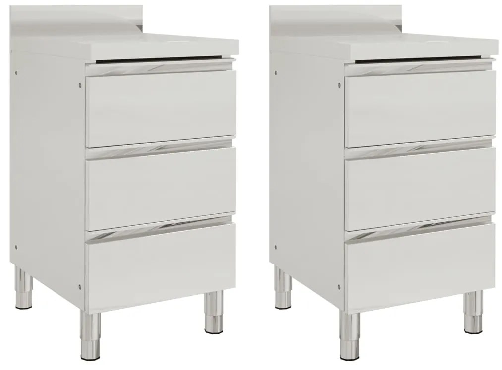 Armários p/ cozinha comercial c/ 3 gavetas 2 pcs aço inoxidável