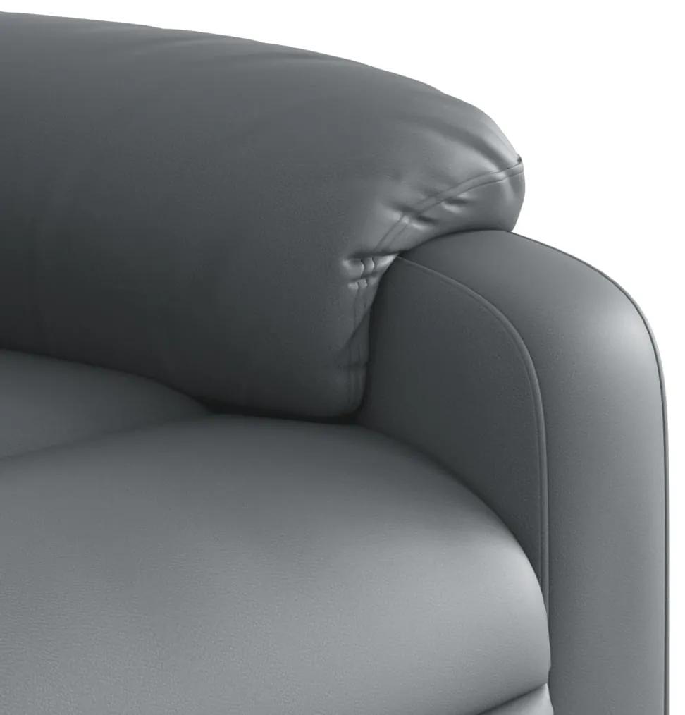 Poltrona massagens reclinável elevatória couro artif. cinzento
