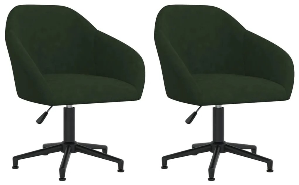 Cadeiras de jantar giratorias 2 pcs veludo verde-escuro