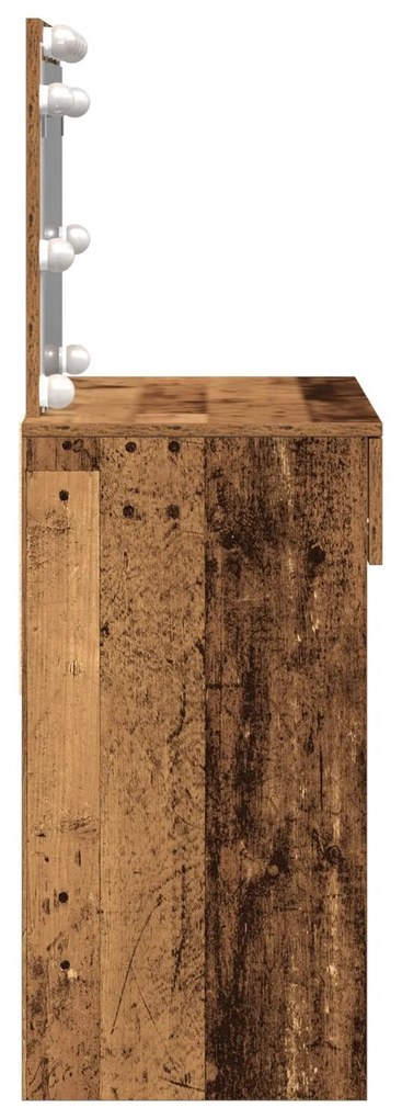 Mesa de Maquiagem com LED Madeira Velha 100x40x120 cm