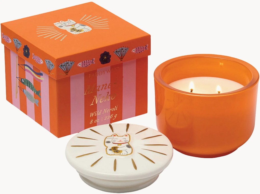 Vela perfumada em forma de gato Maneki-Neko (Wild Neroli)