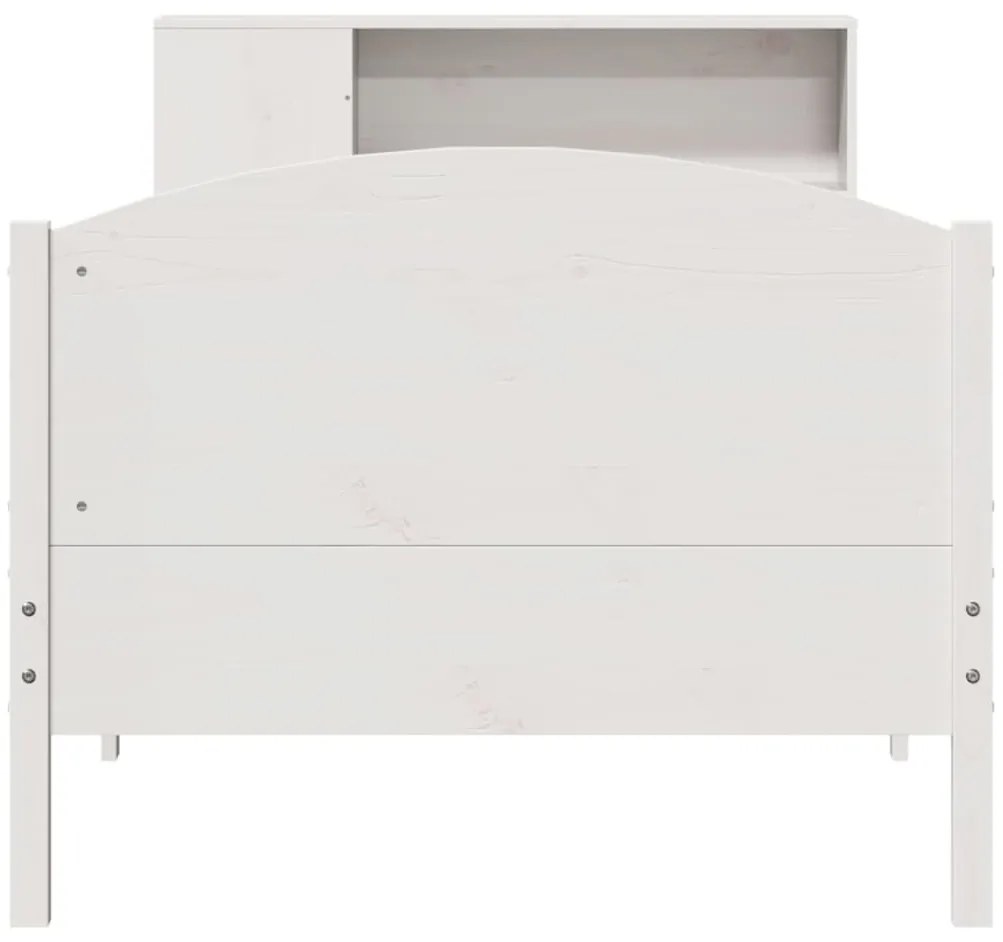 Cama com estante sem colchão 90x200 cm pinho maciço branco