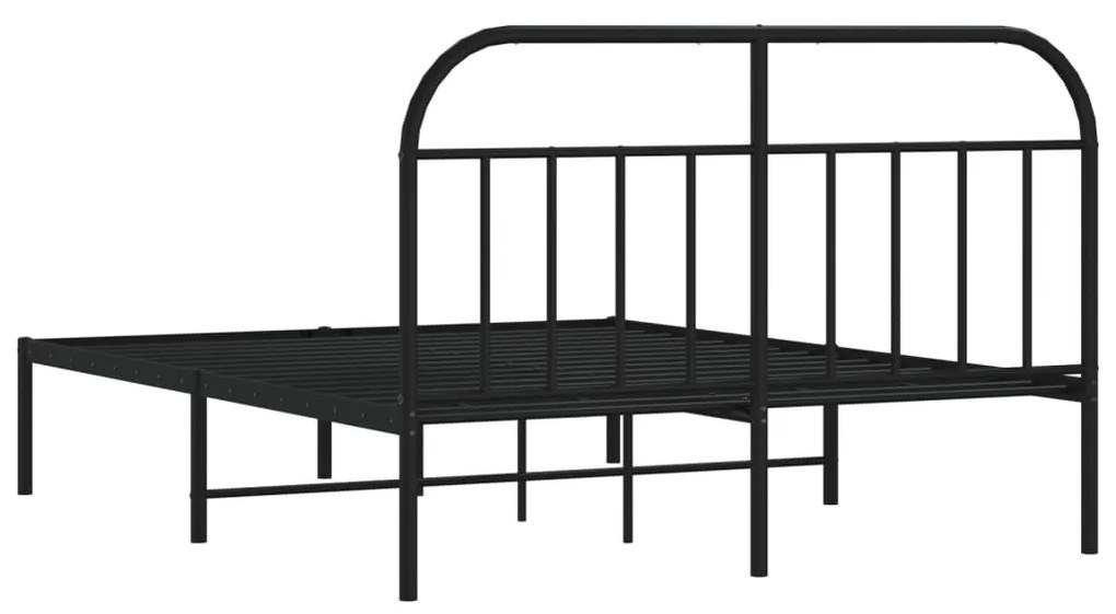 Estrutura de cama em metal com cabeceira 150x200 cm preto